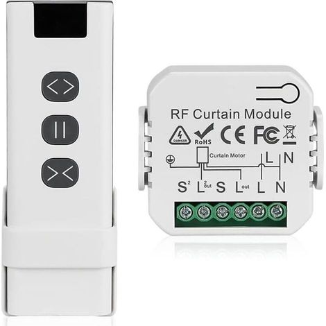 Lot De 1 Module Volet Roulant Sans Fil, Interrupteur Sans Fil Pour Volets Roulants, Stores, Composé D'Une Télécommande Rf + Module Récepteur, Max. 70m De Portée