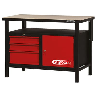 Werkbank mit 3 Schubladen und 1 Tür, H840xB1200xT600mm