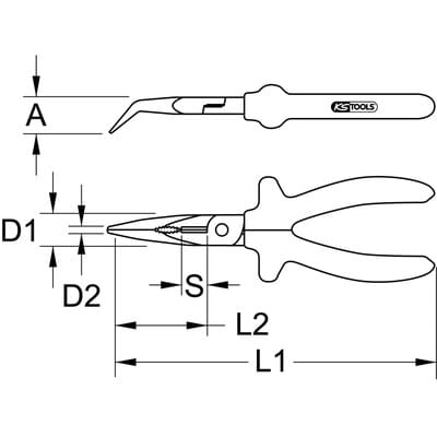 1000V Flachrundzange, beschichteter Arbeitskopf, gebogen, 200mm
