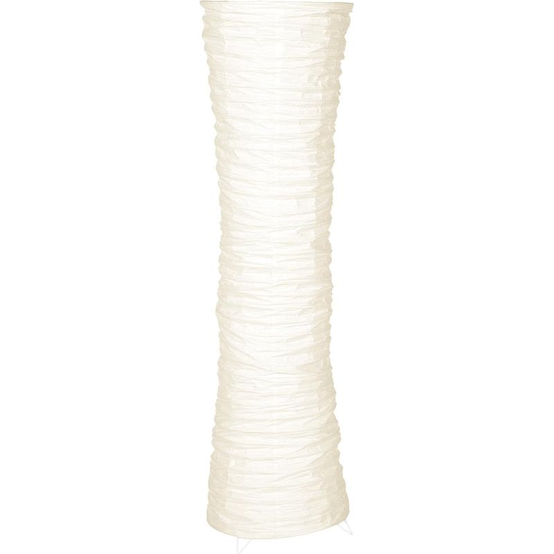 Ein Beigefarbener Lampenschirm Aus Unomor-papier, Der Eine Stehlampe Aufwertet