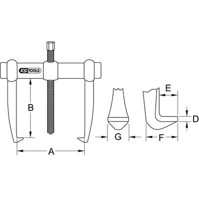 Universal-Abzieher 2-armig mit Ganzstahlhaken, 40-250mm