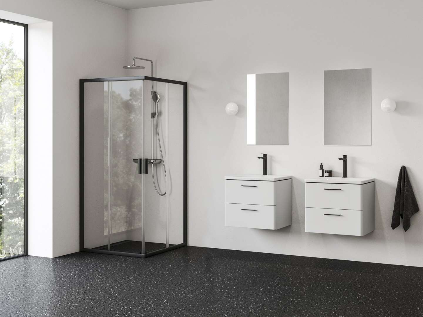 Ravak Blix Ii - Duschkabine Nblrv2, 80x80 Cm, Schwarz/klares Glas 1lm40300z1
