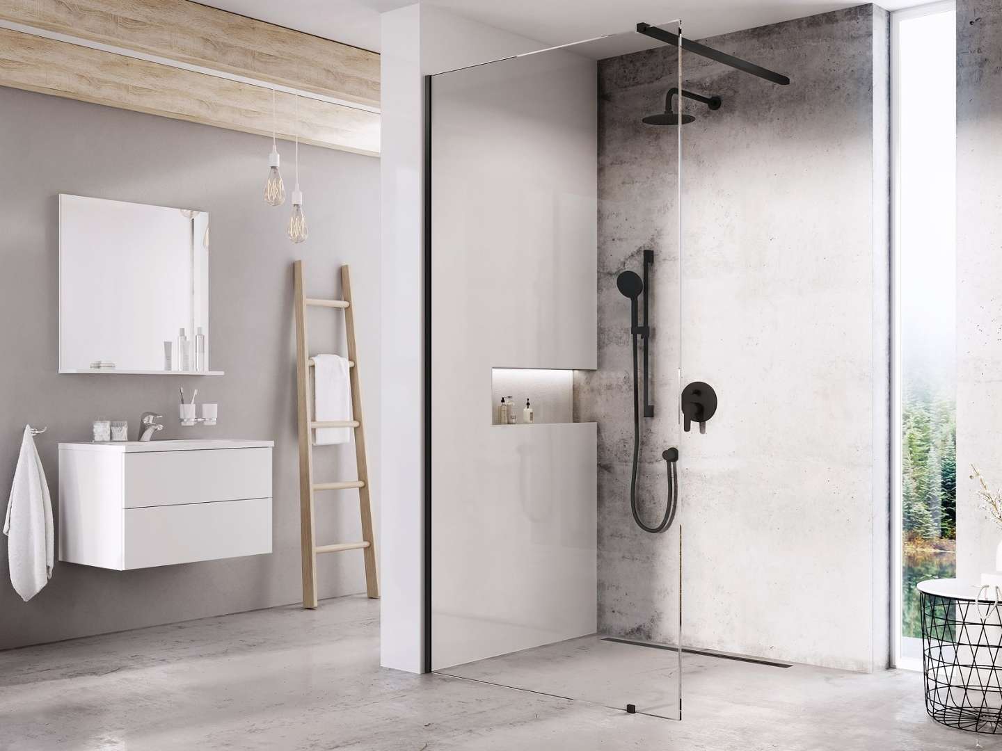 Ravak Walk-in - Duschwand Walk-in Wall Set 110, 110x200 Cm, Schwarz/klarglas Gw9wd030sz1