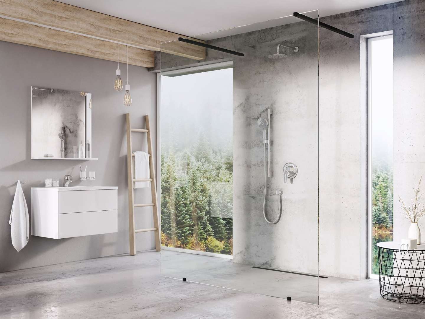 Ravak Walk-in - Duschwand Walk-in Free Set 120, 120x200 Cm, Schwarz/klarglas Gw9fg030sz1