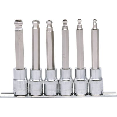 1/2" CHROMEplus Bit-Stecknuss-Satz Innensechskant, Kugelkopf, 6-teilig lang