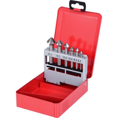 HSS Co 5 Kegel-Entgratsenker-Satz, Stahlblechkassette 6-teilig