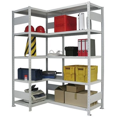 Eckregal CLIP 100 2000x500 RAL 7035 kpl. mit 10 Böden