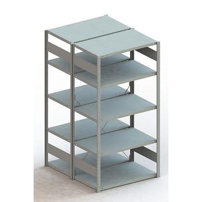 Doppel-Grundregal CLIP 150 S3 2000 x 1000 x 600 RAL 7035 kpl. mit 2 x 5 Böden