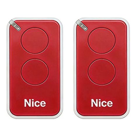 Lot De 2 Télécommandes Pour Nice Inti2b 433.92mhz, 2 Canal, Pour Systèmes D'Automatisation De Portails Et De Garages, Couleur Rouge
