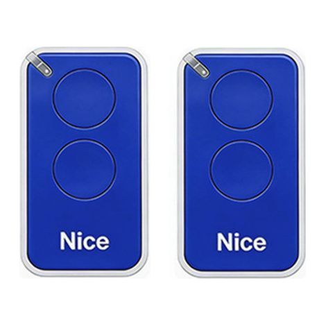 Lot De 2 Télécommandes Pour Nice Inti2b 433.92mhz, 2 Canal, Pour Systèmes D'Automatisation De Portails Et De Garages, Bleu