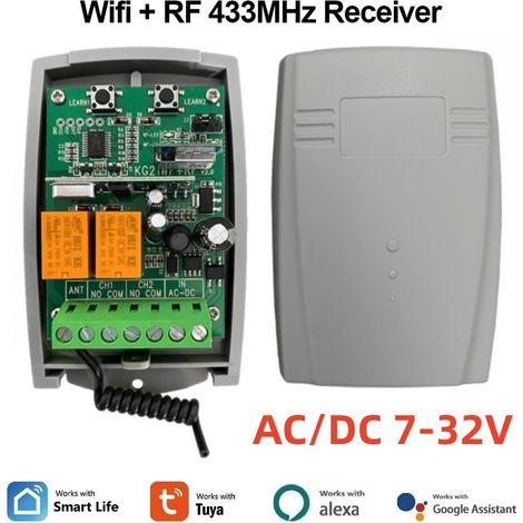 Télécommande Et Récepteur Pour Porte De Garage, Accessoire De Commande Automatique,7-32v Tuya 433.92mhz Receiver