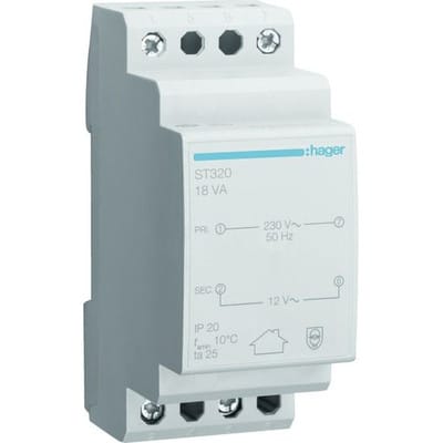 Sicherheitstrafo 230V 12V 1,5A REG 2TE geeignet für Reiheneinbau
