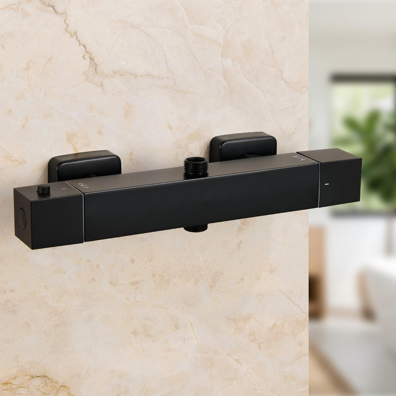 Auralum Miscelatore Per Doccia Auralum, Rubinetto Per Doccia Con Termostato, Termostato Per Doccia A Vista Con Pulsante Di Sicurezza A 38 °c, Con 2 Uscite, Rubinetti Per Doccia, Termostato Per Doccia,