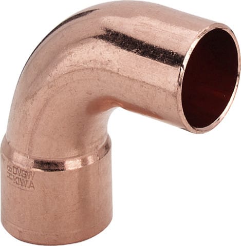 Bogen 95001A, 90°, Einsteckende, Kupfer 42mm