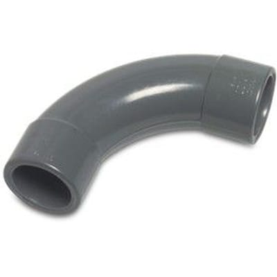 PVC-U Bogen 90° 25mm Klebemuffe 16bar Grau