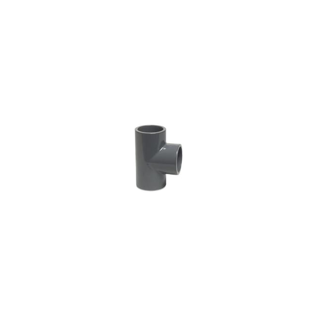 PVC-U T-Stück 90° 40mm Klebemuffe 16bar Grau