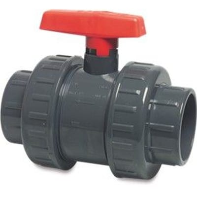 PVC-U Kugelhahn 32mm Klebemuffe 16bar DN25 Grau Typ AK