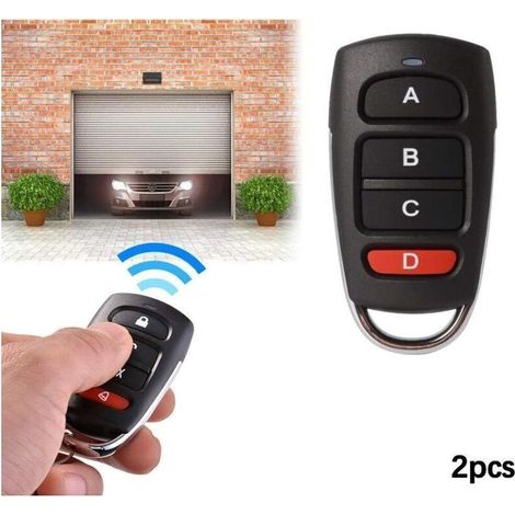 Lot De 2 Télécommandes Universelles 433 Mhz Pour Porte De Garage Et Portail Électrique – 4 Boutons – Fonction Clonage Facile