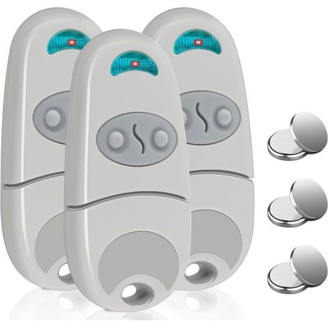 Télécommande Portail Garage 433,92 Mhz Lot De 3 Unités 2 Canaux Portée 50 M Clonage Simplifié -ulisem