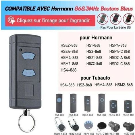 Deux Émetteurs De Garage À Bouton Bleu, 868 Mhz, Compatibles Avec Hormann Hse2 Hsm4 Hse4 Tubauto Hs4