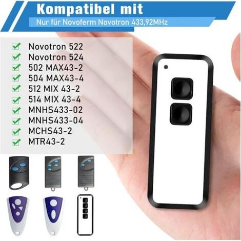 Un Ensemble De Télécommandes De Porte De Garage En Trois Parties Compatible Avec Novoferm Novotron 522, 524, 502 Max43-2 Et 512 Mix43-2, Et Également Compatible Avec Les Télécommandes De Contrôle D'Ac