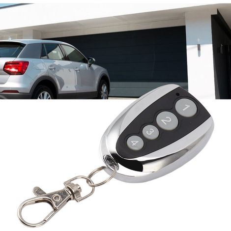 Télécommande 4 Boutons Avec Porte-clés Pour Porte De Garage - Distance 100m, Aluminium/plastique, Batterie 12v Incluse