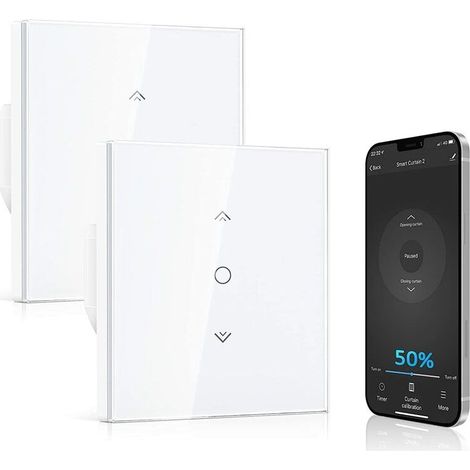 Vurahome - 【fonction Pourcentage】interrupteur Volet Roulant Connecté, Commutateur Rideau Intelligent Alexa Google Home,interrupteur Volet Roulant Wifi,contrôle À Distance/minuterie,fil Neutre Requis 2