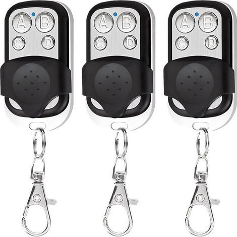 Télécommande Universelle - 433 Mhz - Lot De 3 - 4 Boutons - Programmable Par Apprentissage