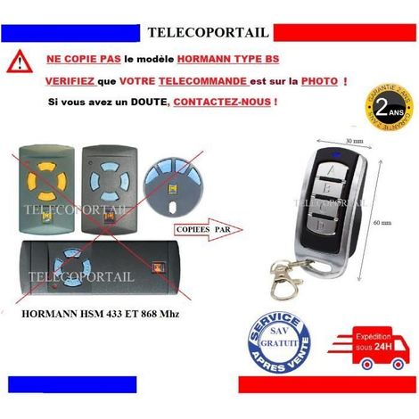 Télécommande Universelle 4 Canaux - Hormann/tubauto Hs1-hsp4 - 280-880 Mhz - Copie Code Fixe/rolling - Coloris Au Choix
