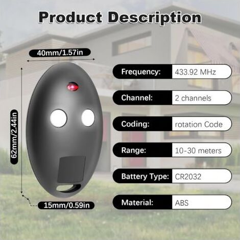 Télécommande De Contrôle D'Accès Pour Mitto2 - Mitto2 M 2 Canaux 433 Mhz À Code Tournant, Kit De Deux Pièces Pour Portes Automatiques, Compatible Avec Les Garages Et Les Portails