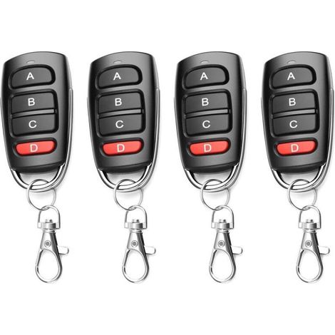 Télécommande Universelle Pour Portail Et Porte De Garage 433 Mhz – Lot De 4 Pièces, 4 Boutons, Compatible Sans Programmation