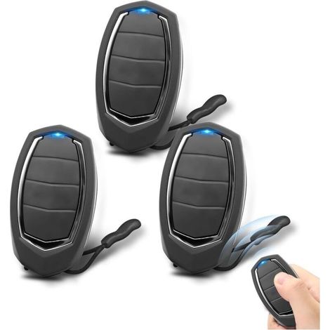 Télécommande Portail 433,92 Mhz – Lot De 3, Compatible Motorline Falk Mx4sp/mxs4sp/mx5sp/rcm/dsm, Bip Sonore, Couleur Noir
