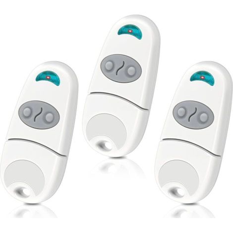 Télécommande 2 Canaux Pour Portail Et Porte De Garage – 433,92 Mhz, Compatible Ev/na/ee, Lot De 3, Couleur Blanc