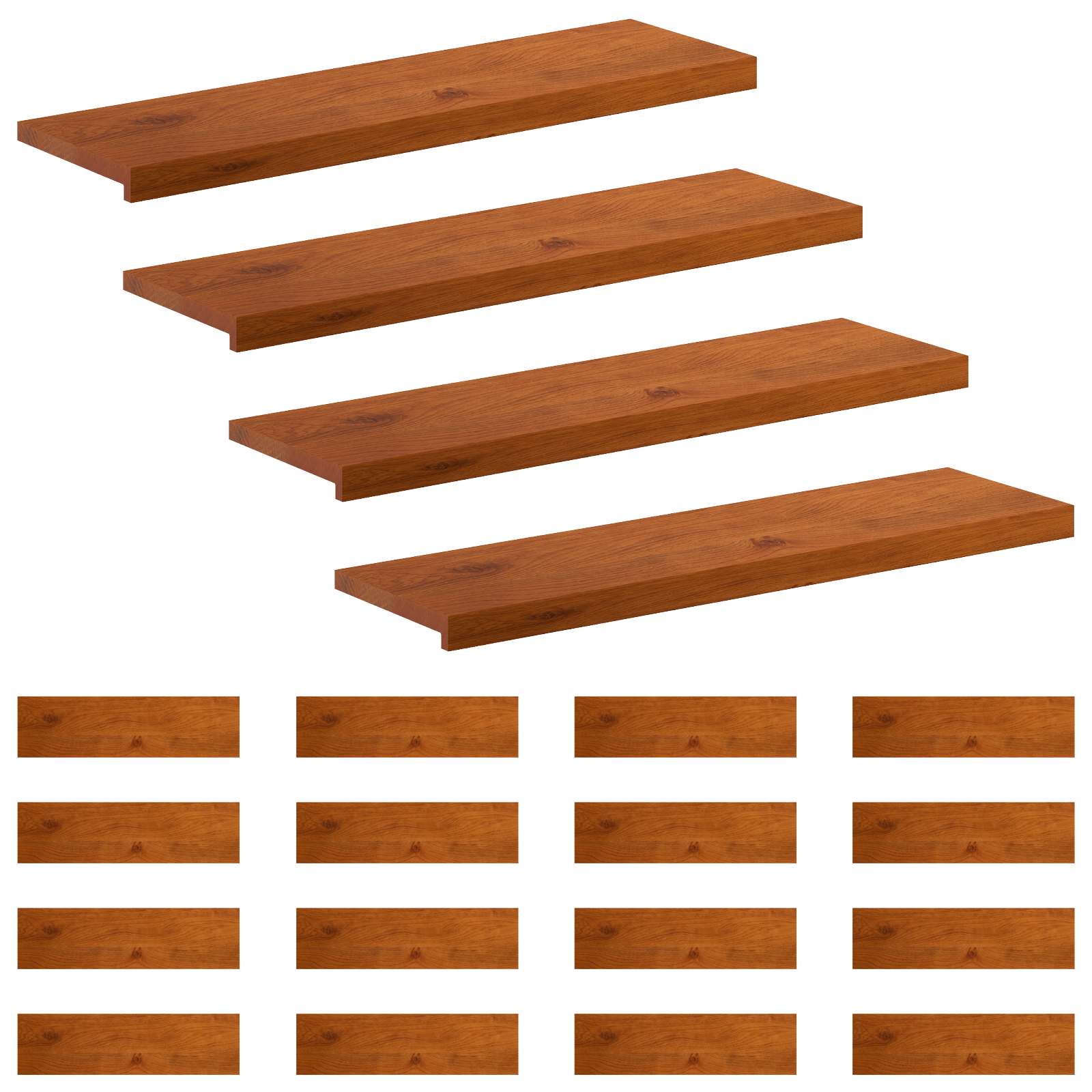 Stufenmatten 20 Stk. 100 X 30 X 2 Cm Braun Massivholz Eiche Vidaxl