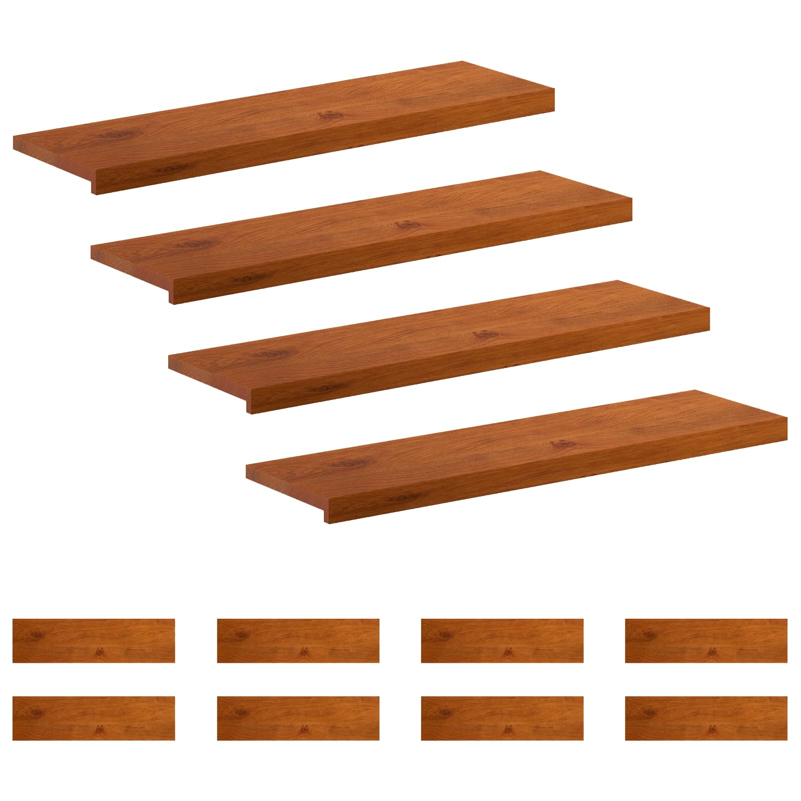 Stufenmatten 12 Stk. 100 X 30 X 2 Cm Braun Massivholz Eiche Vidaxl