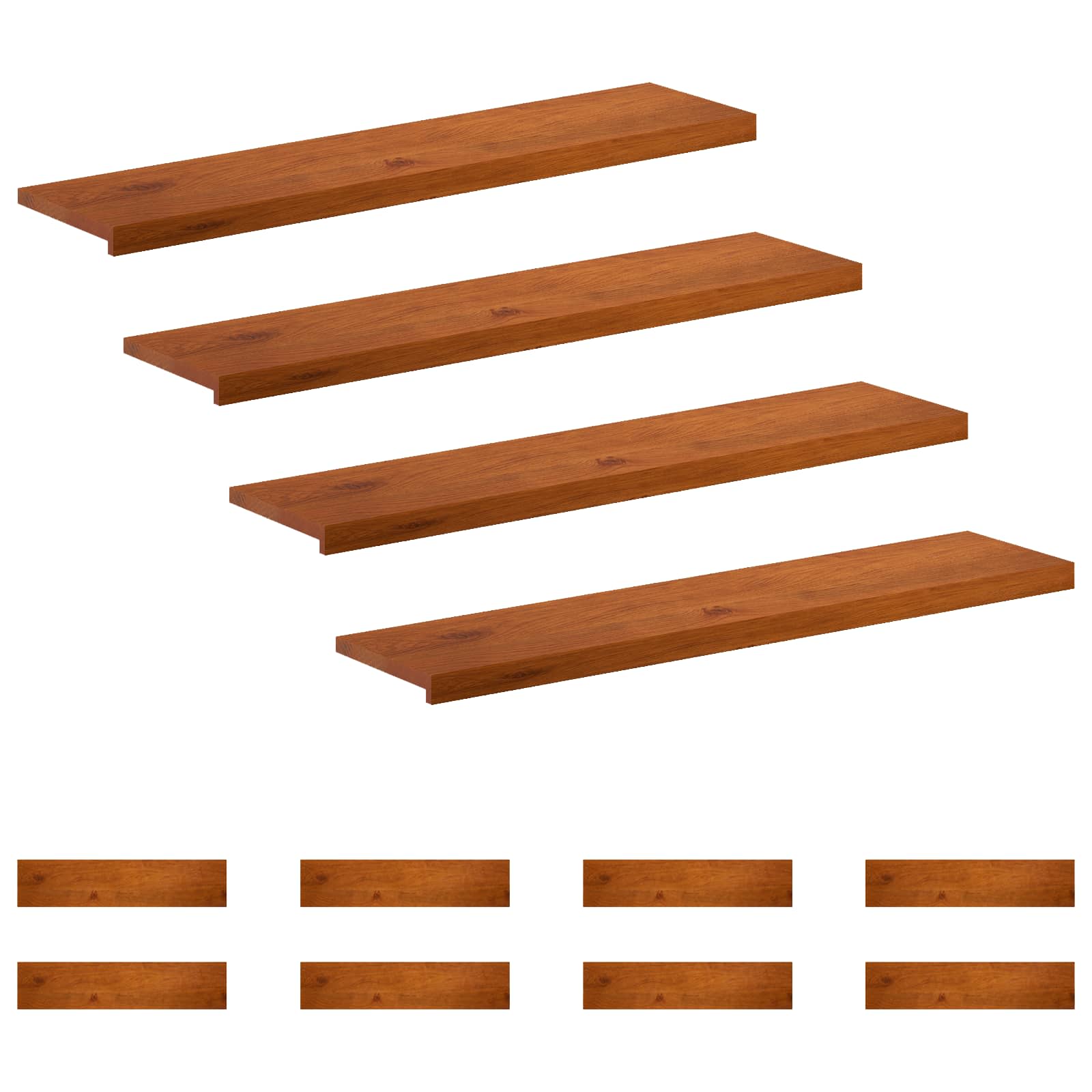 Stufenmatten 12 Stk. 110 X 25 X 2 Cm Braun Massivholz Eiche Vidaxl