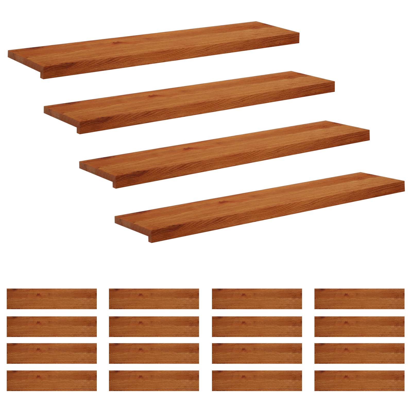Stufenmatten 20 Stk. 110 X 25 X 2 Cm Braun Massivholz Eiche Vidaxl