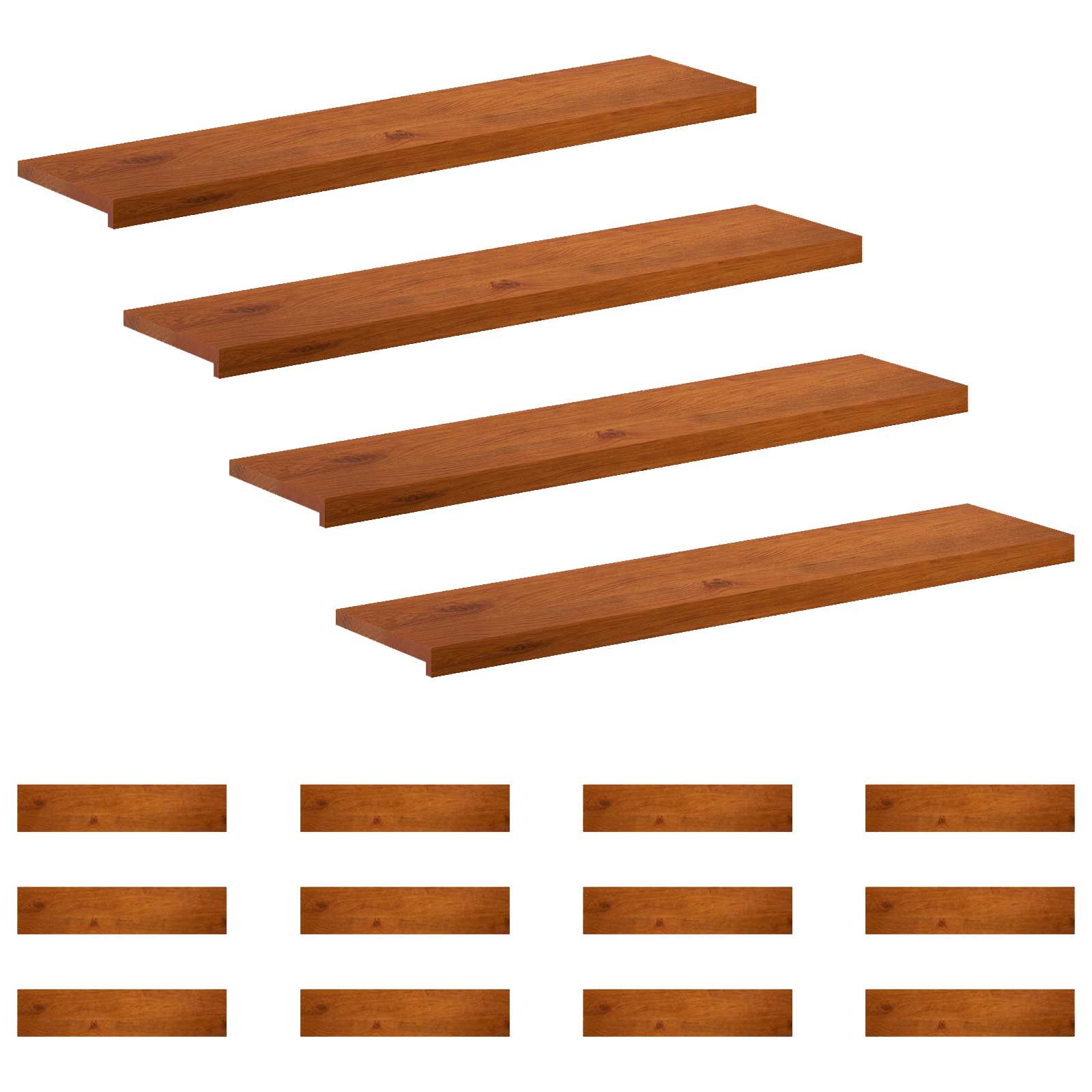 Stufenmatten 16 Stk. 120 X 25 X 2 Cm Braun Massivholz Eiche Vidaxl
