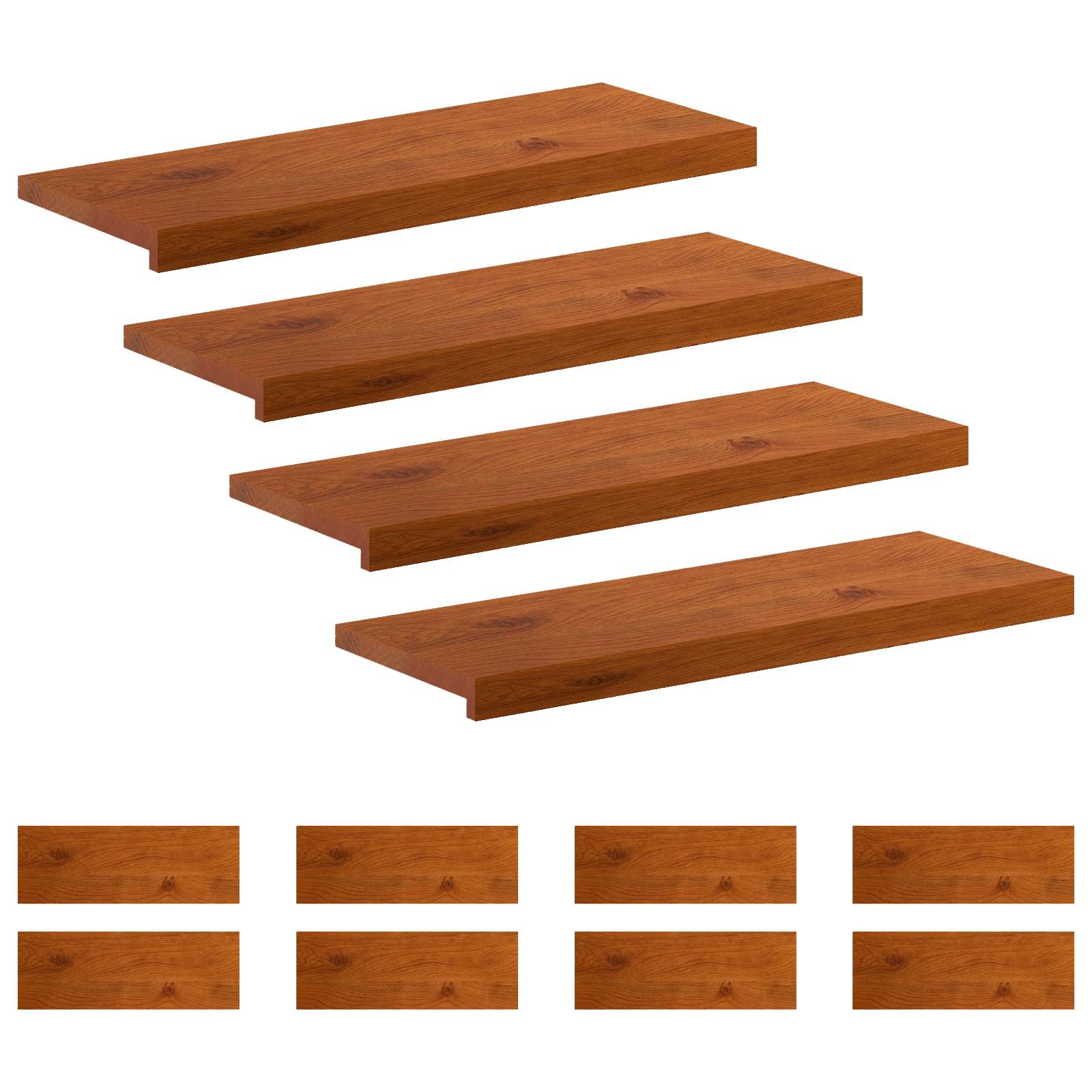 Stufenmatten 12 Stk. 80 X 30 X 2 Cm Braun Massivholz Eiche Vidaxl
