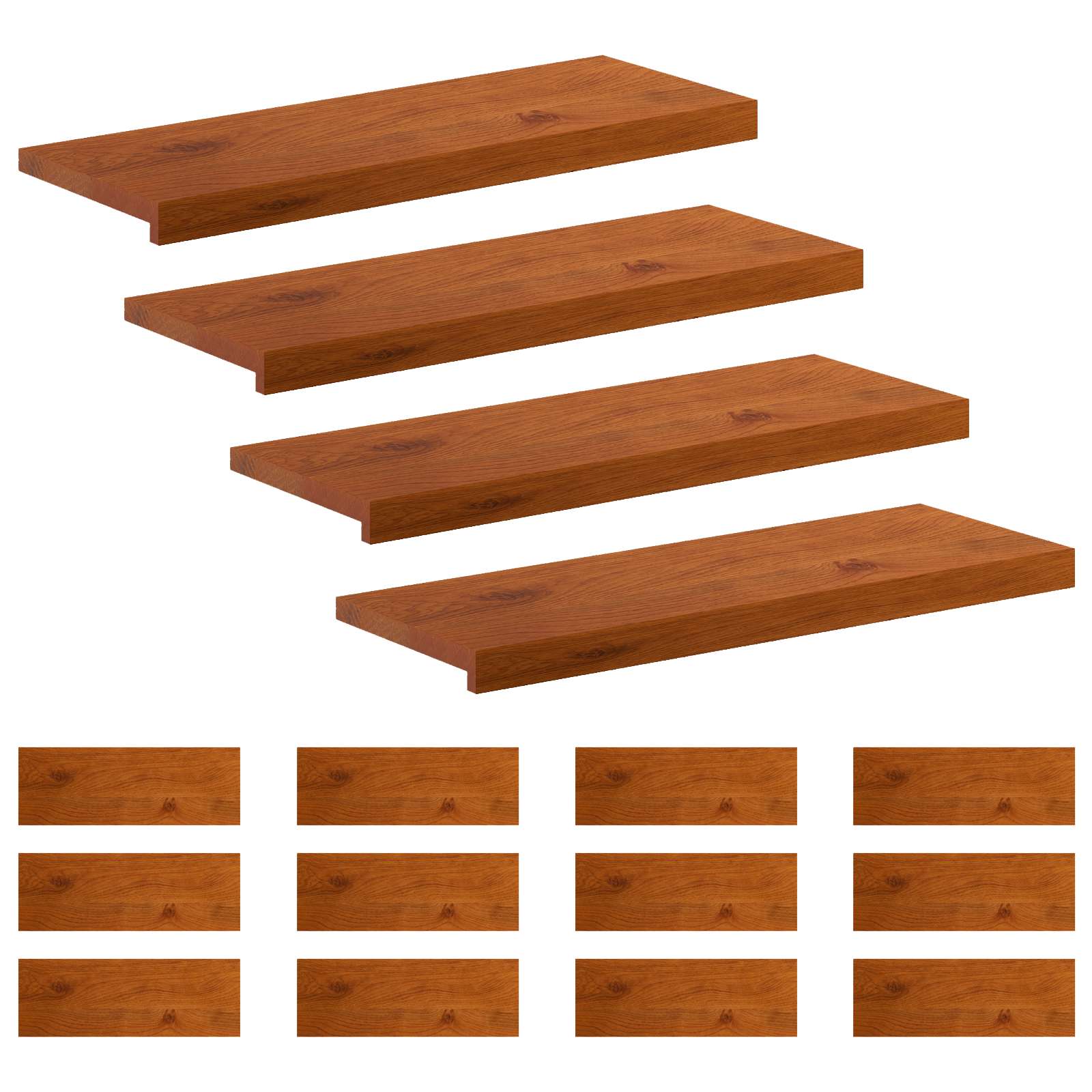 Stufenmatten 16 Stk. 80 X 30 X 2 Cm Braun Massivholz Eiche Vidaxl