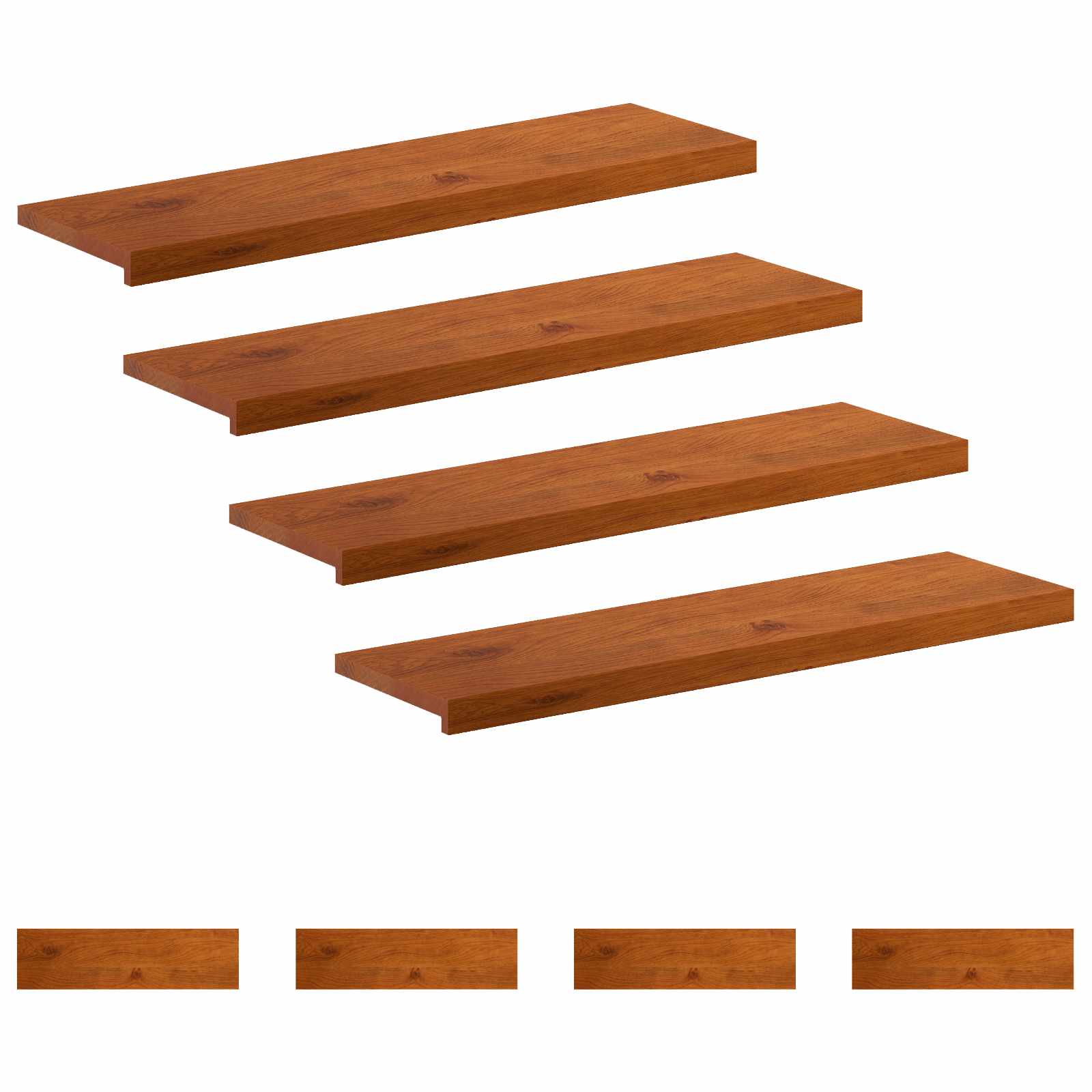 Stufenmatten 8 Stk. 90 X 25 X 2 Cm Braun Massivholz Eiche Vidaxl