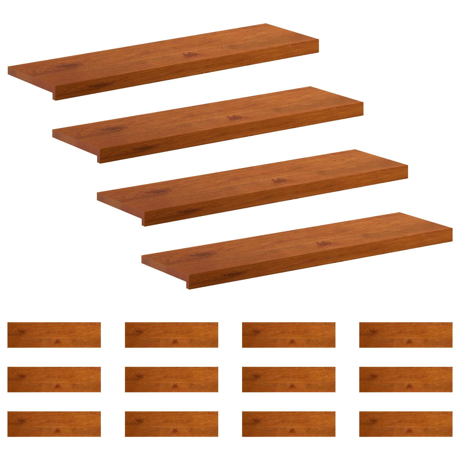 Stufenmatten 16 Stk. 90 X 25 X 2 Cm Braun Massivholz Eiche Vidaxl