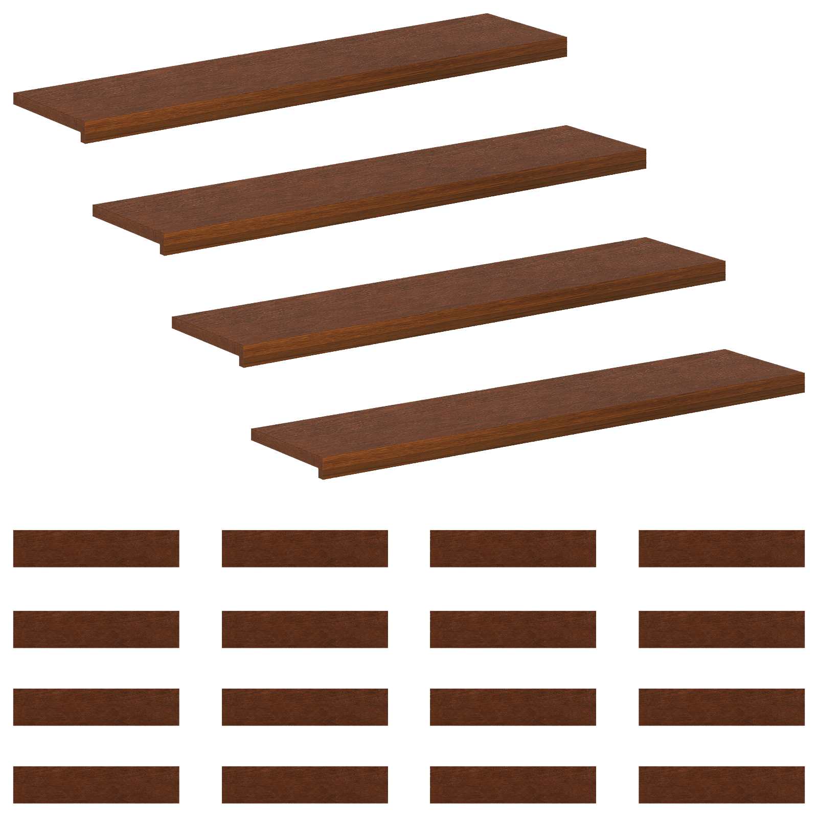 Stufenmatten 20 Stk. 120 X 30 X 2 Cm Dunkelbraun Vidaxl