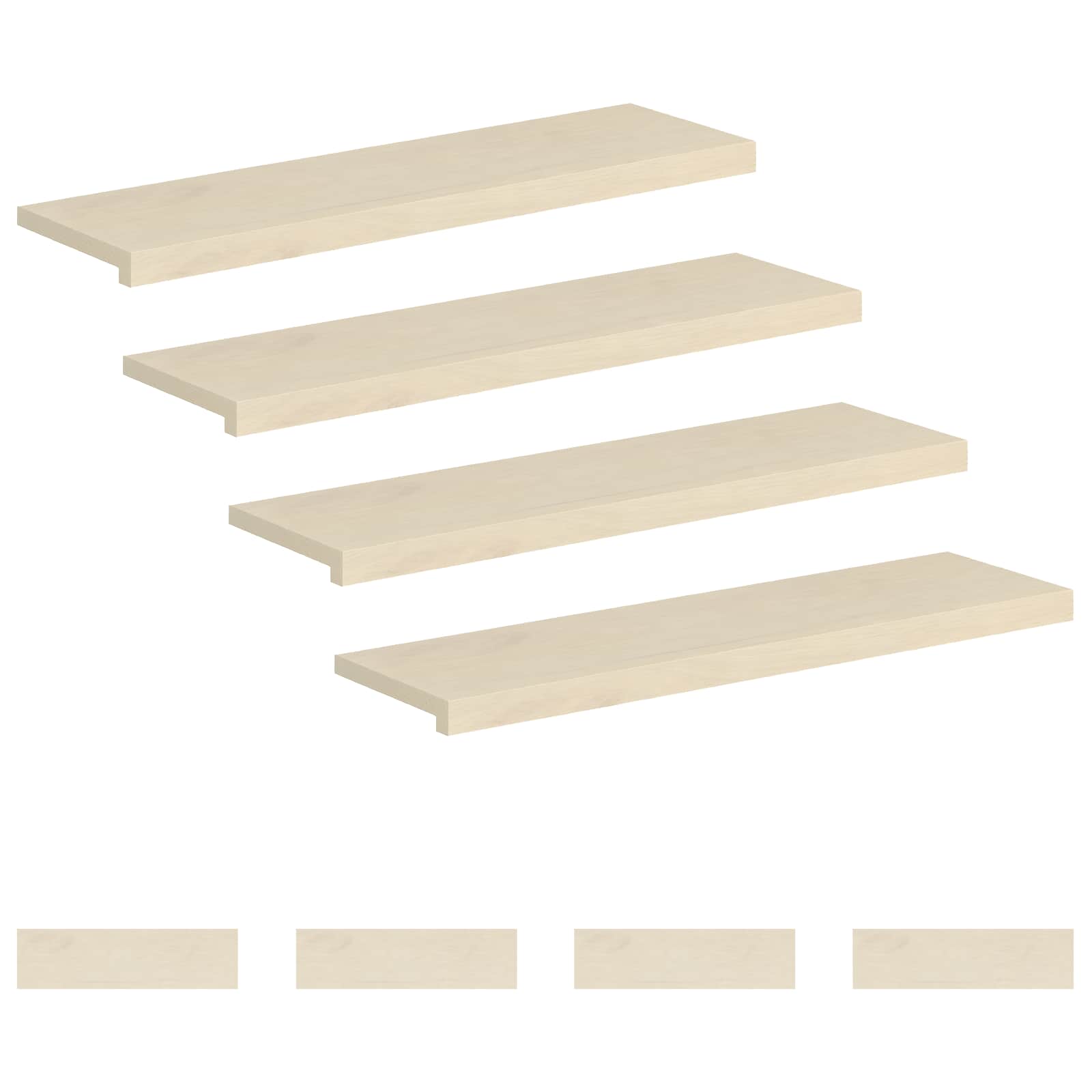 Stufenmatten 8 Stk. 100 X 25 X 2 Cm Weiß Massivholz Eiche Vidaxl