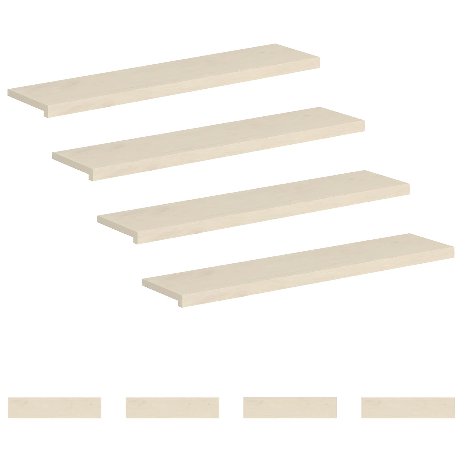 Stufenmatten 8 Stk. 110 X 25 X 2 Cm Weiß Massivholz Eiche Vidaxl