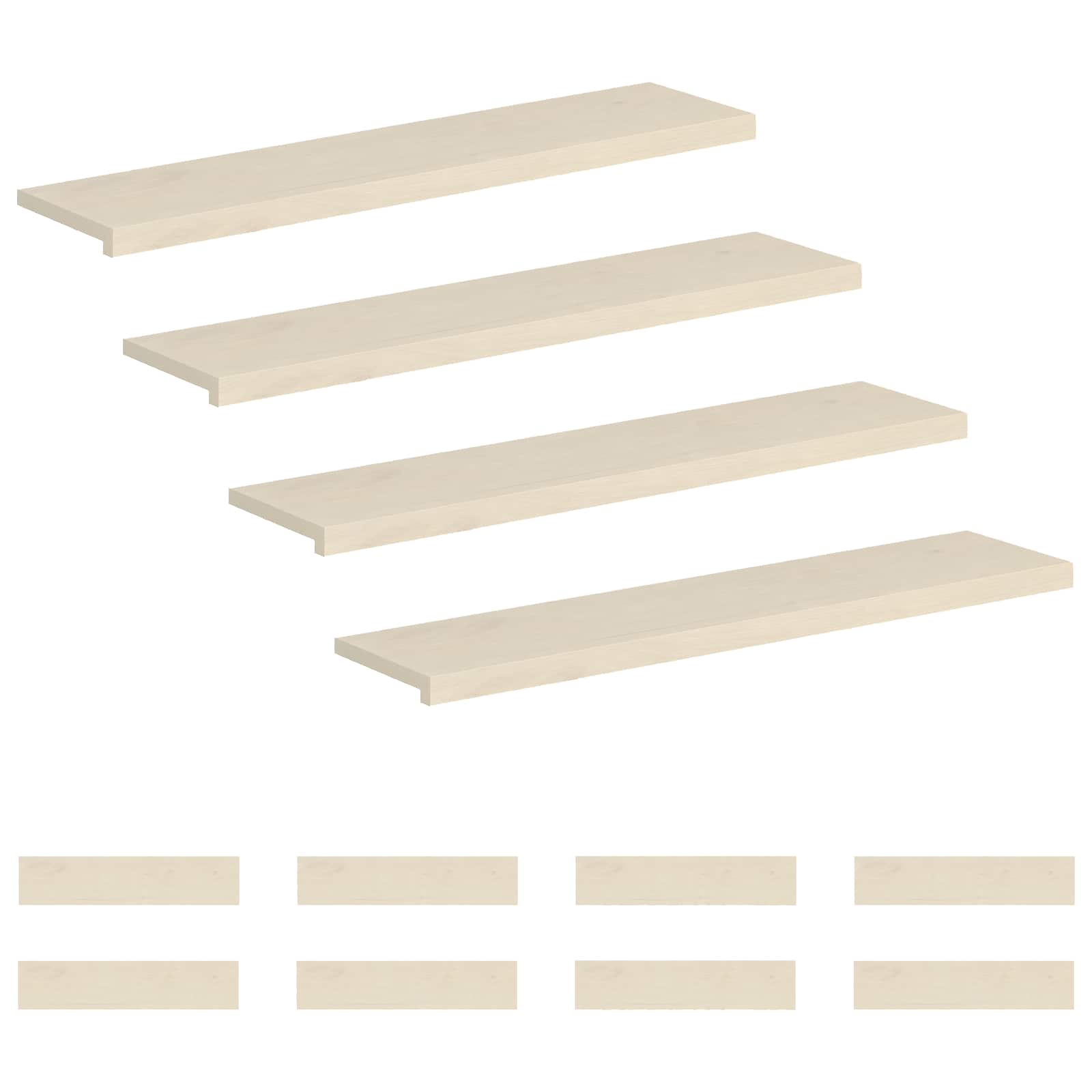 Stufenmatten 12 Stk. 120 X 25 X 2 Cm Weiß Massivholz Eiche Vidaxl