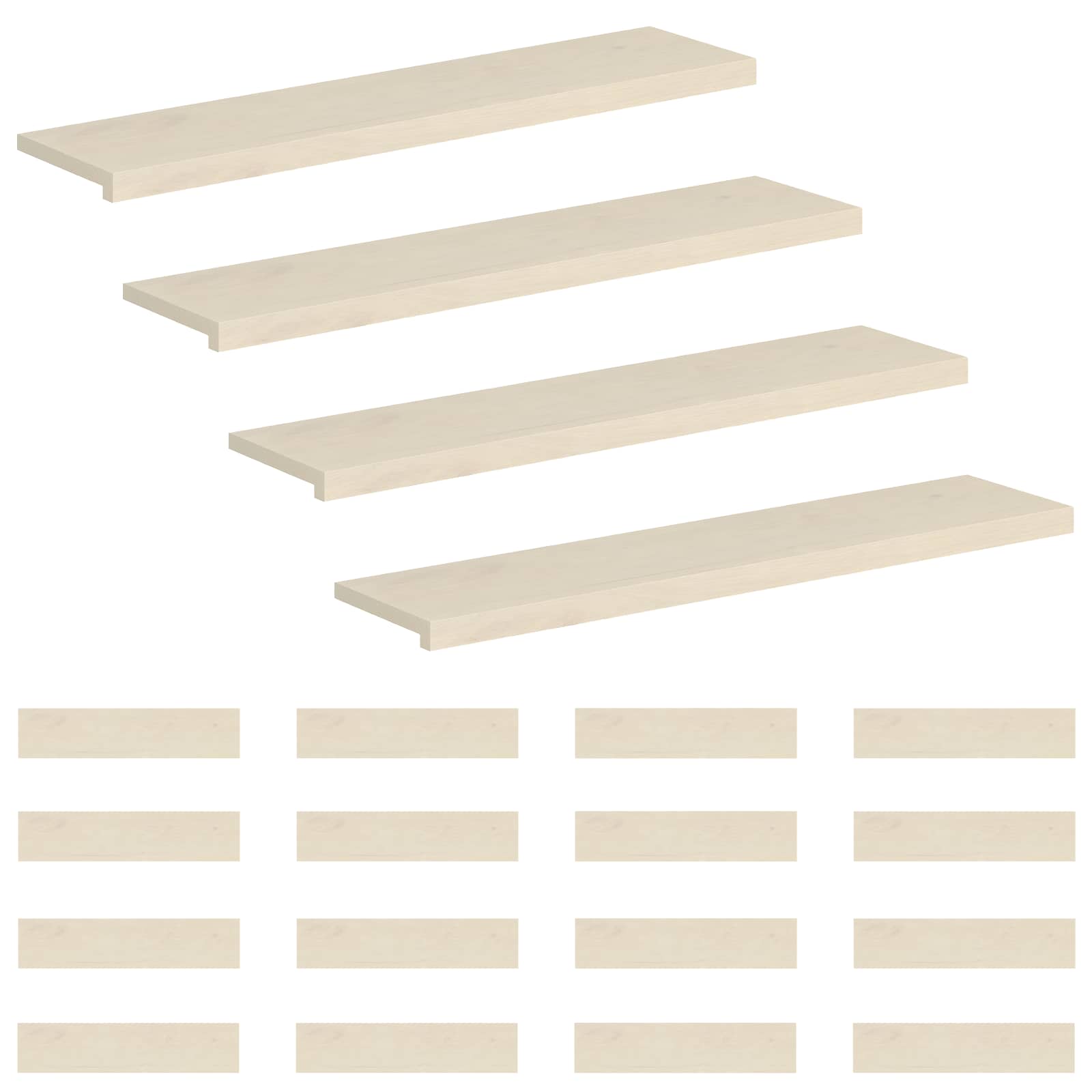 Stufenmatten 20 Stk. 120 X 30 X 2 Cm Weiß Massivholz Eiche Vidaxl