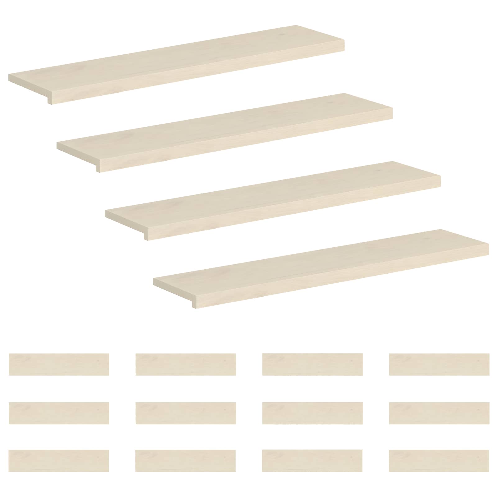 Stufenmatten 16 Stk. 120 X 25 X 2 Cm Weiß Massivholz Eiche Vidaxl