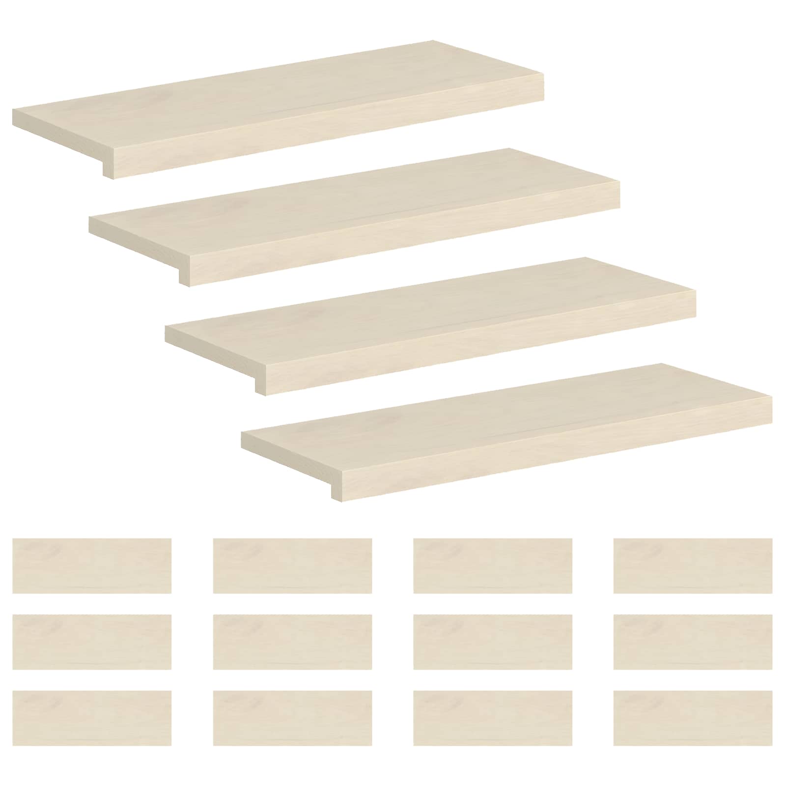 Stufenmatten 16 Stk. 70 X 25 X 2 Cm Weiß Massivholz Eiche Vidaxl