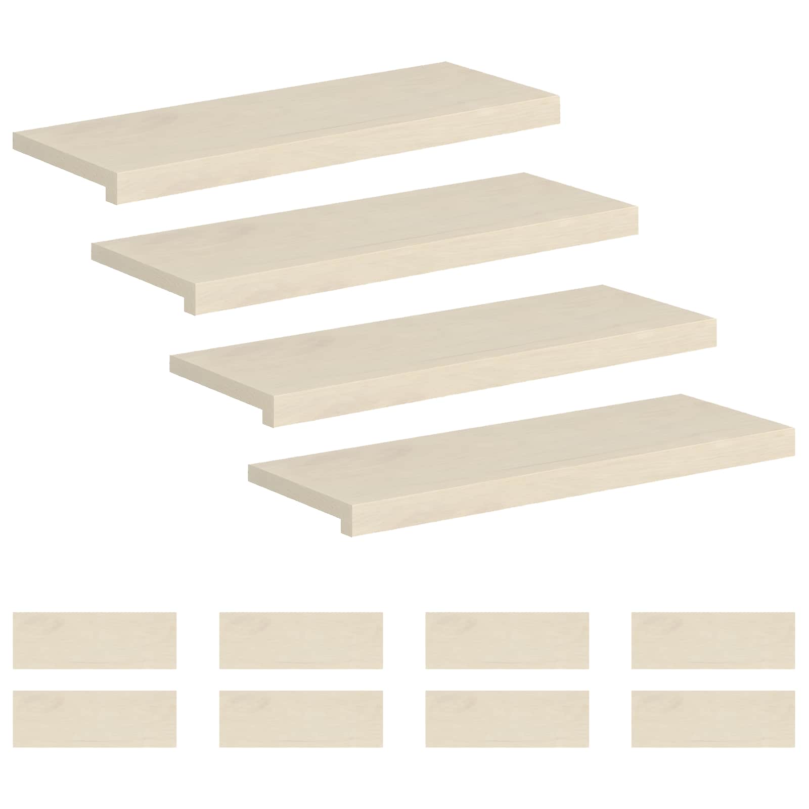 Stufenmatten 12 Stk. 70 X 25 X 2 Cm Weiß Massivholz Eiche Vidaxl
